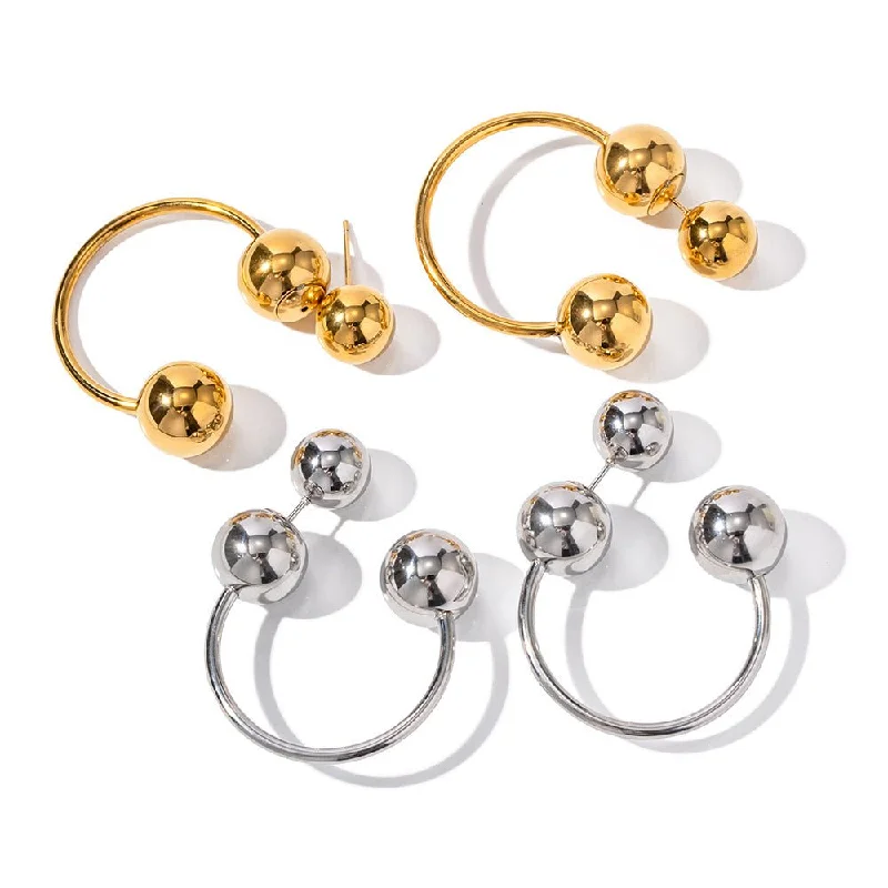 gold dangle earrings for women -Sphere me | Ball and Hoop Earrings