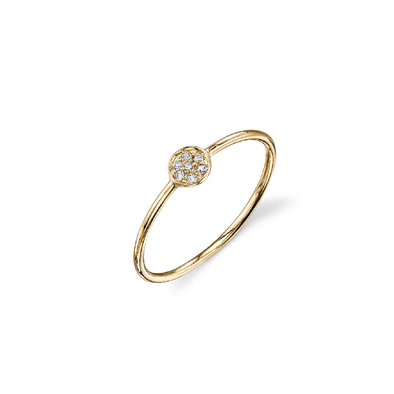 large gemstone rings -Gold & Pavé Diamond Tiny Disc Ring