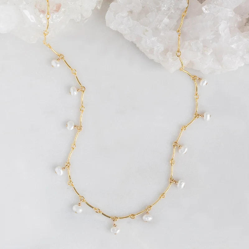 multi-layered necklaces for women -The Pearl Party Station Necklace | Gold Filled