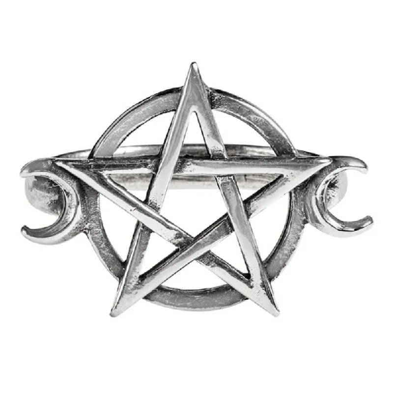 fancy rings for women -Goddess Wiccan Pentagram Ring by Alchemy Gothic