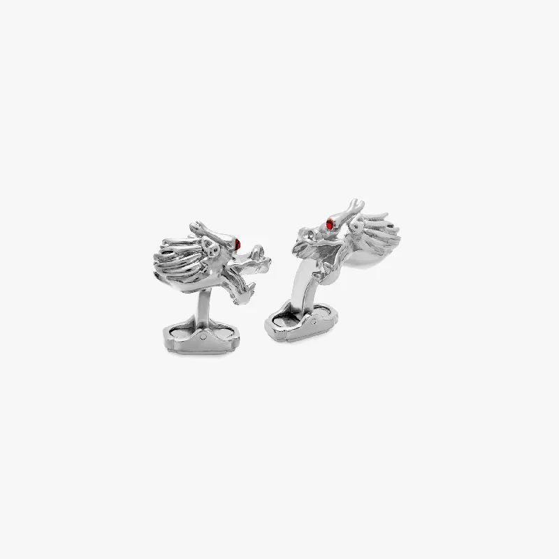 colorful bangles for women -THOMPSON Dragon Cufflinks In Rhodium Plated