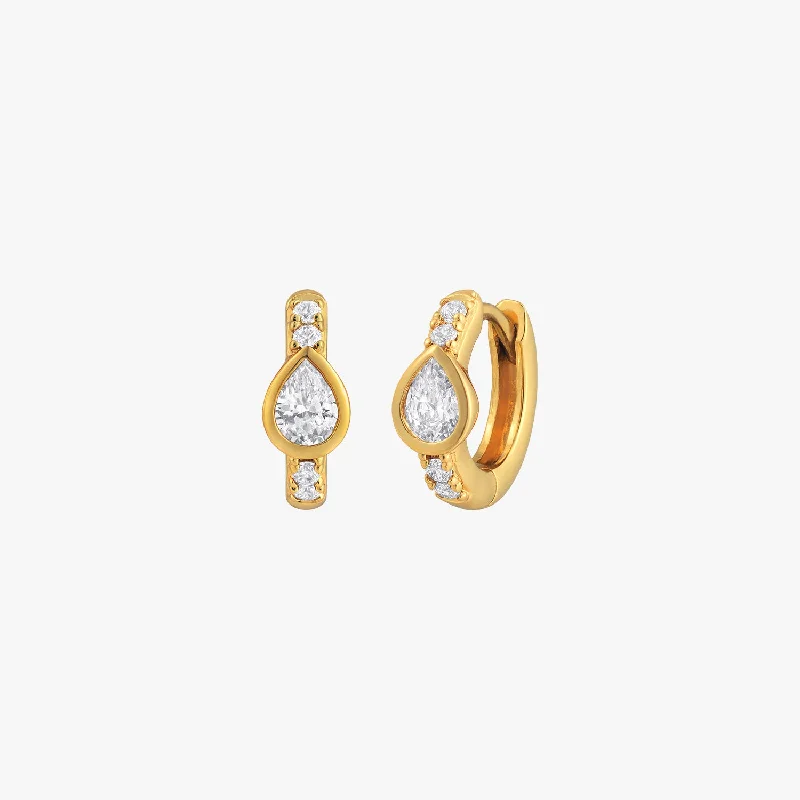 hoop and stud earrings for women -Teardrop Huggie Hoop Earrings