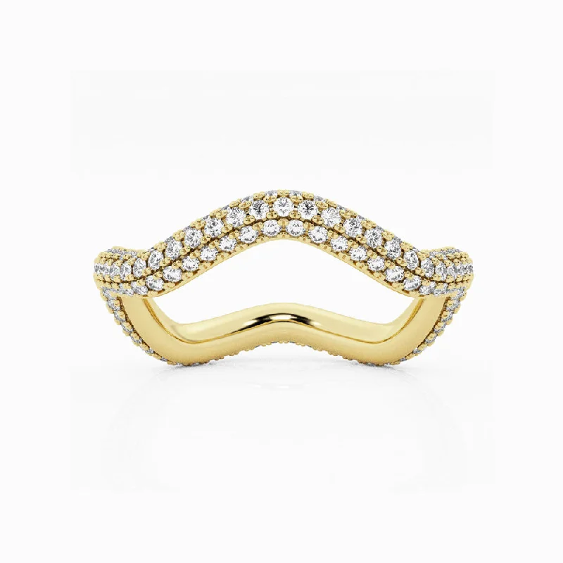 elegant gold necklaces for women -Bombë wavy ring