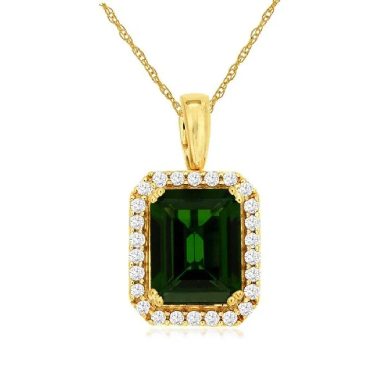 gemstone-studded necklaces for women -14K Yellow Gold Russalite & Diamond Pendant Necklace