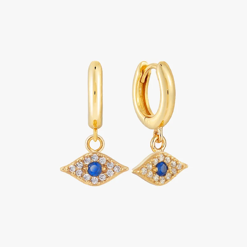 pearl drop earrings for women -Sparkle Evil Eye Hoop Earrings