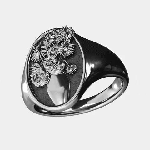 cute rings for women -The Arles Sunflowers - Seal Ring V2