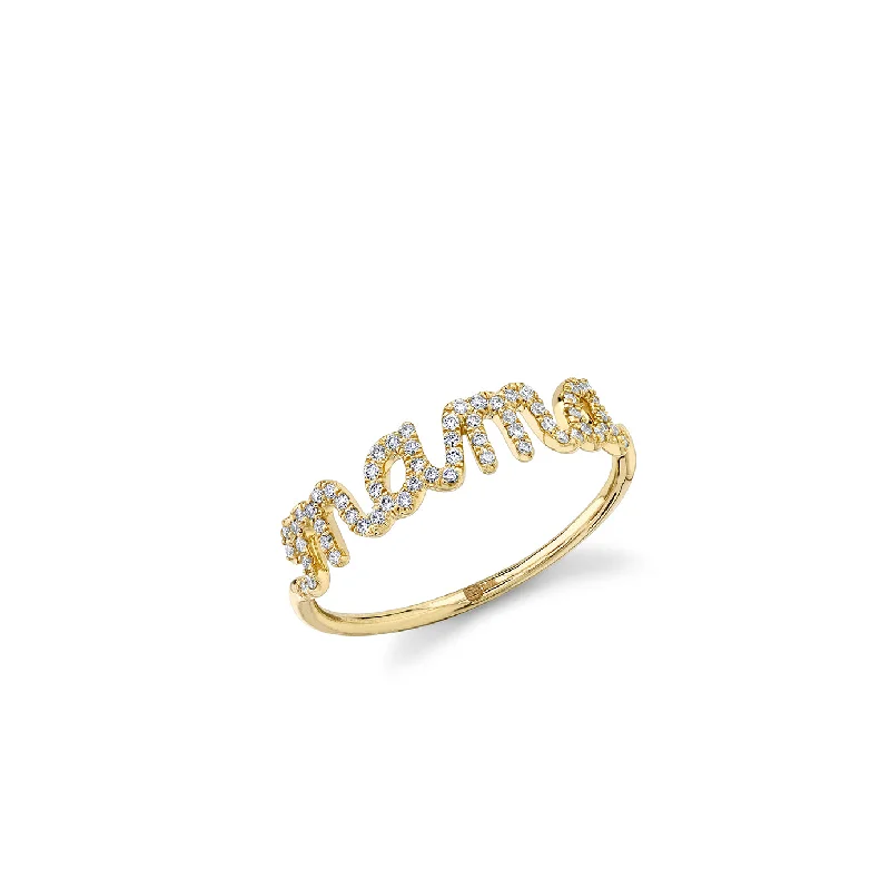 square rings for women -Gold & Diamond Mama Script Ring