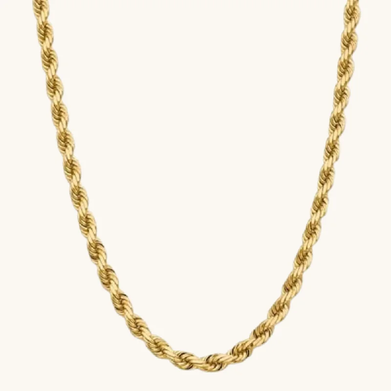 gold bar necklaces for women -8.00mm Gold Rope Chain Necklace