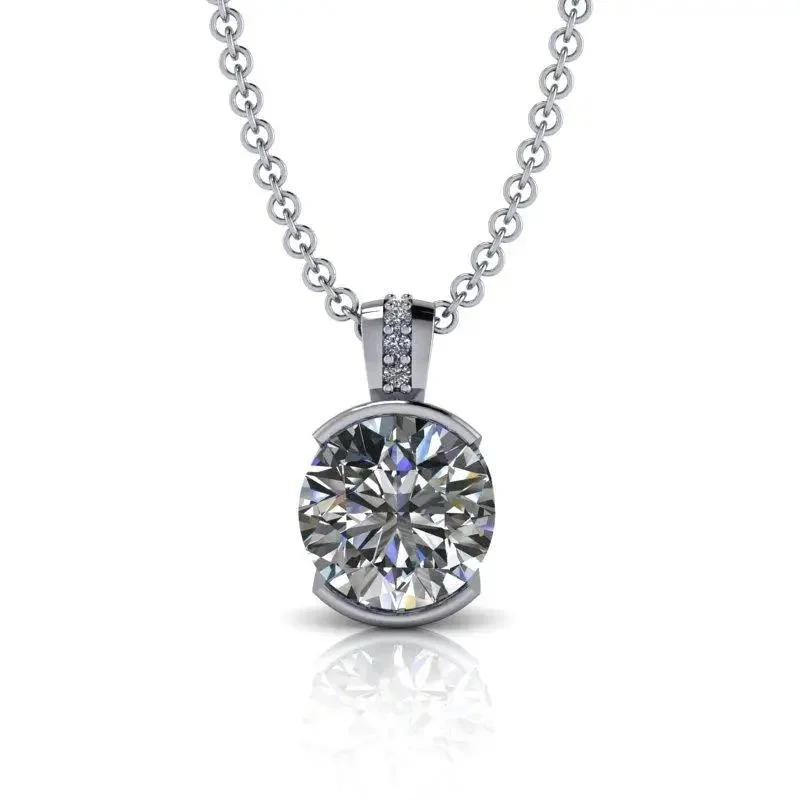 bohemian style necklaces for women -Moissanite Necklace, Pendant Necklace 14 kt gold 1.52 ctw