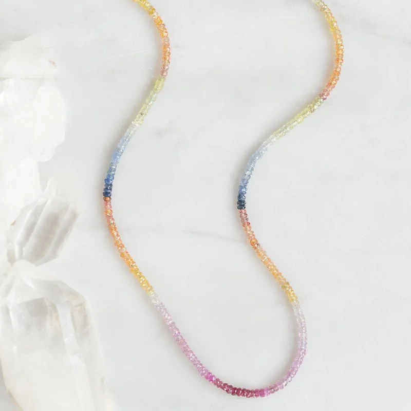 sparkly necklaces for women -The Rainbow Sapphire Beaded Necklace | Gold Filled