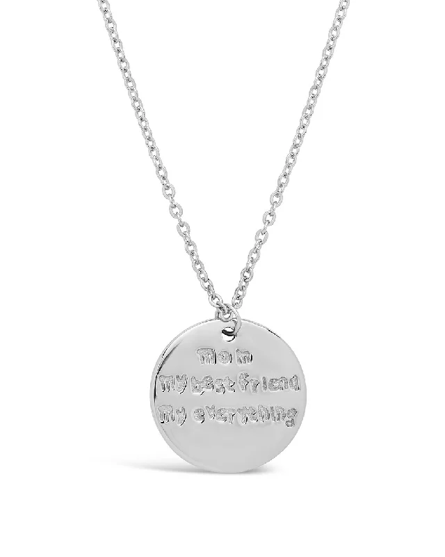 wedding necklaces for women -Sterling Silver Mom, My Best Friend Pendant Necklace