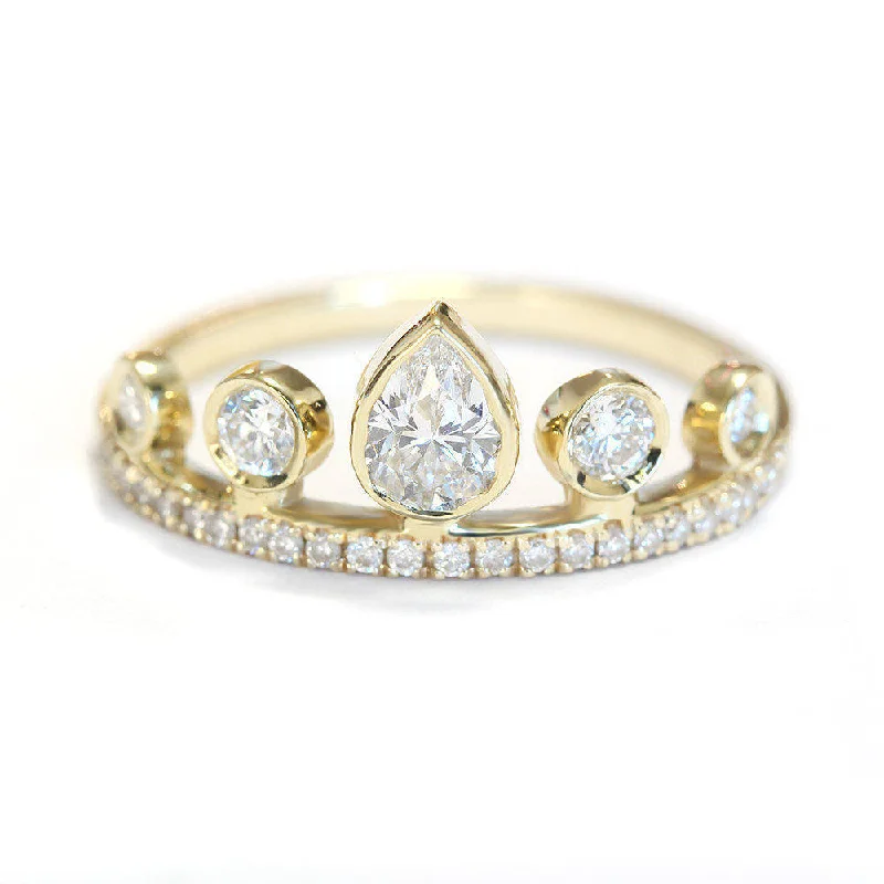 zodiac rings for women -Pear Diamond Unique Tiara Eternity Ring - Meraki