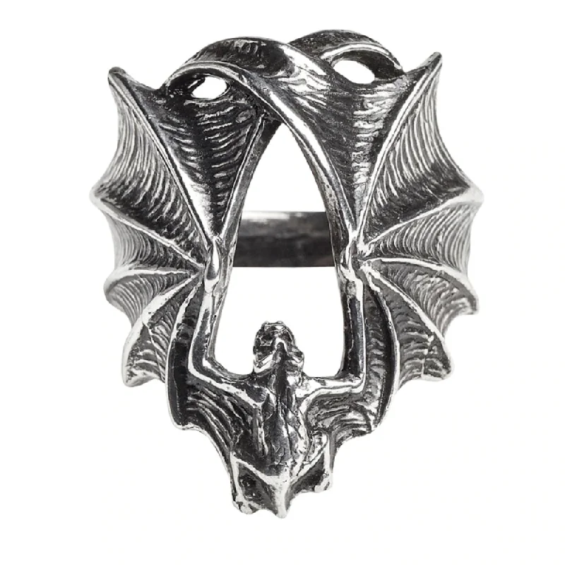 diamond solitaire rings -Stealth Bat Wing Ring by Alchemy Gothic