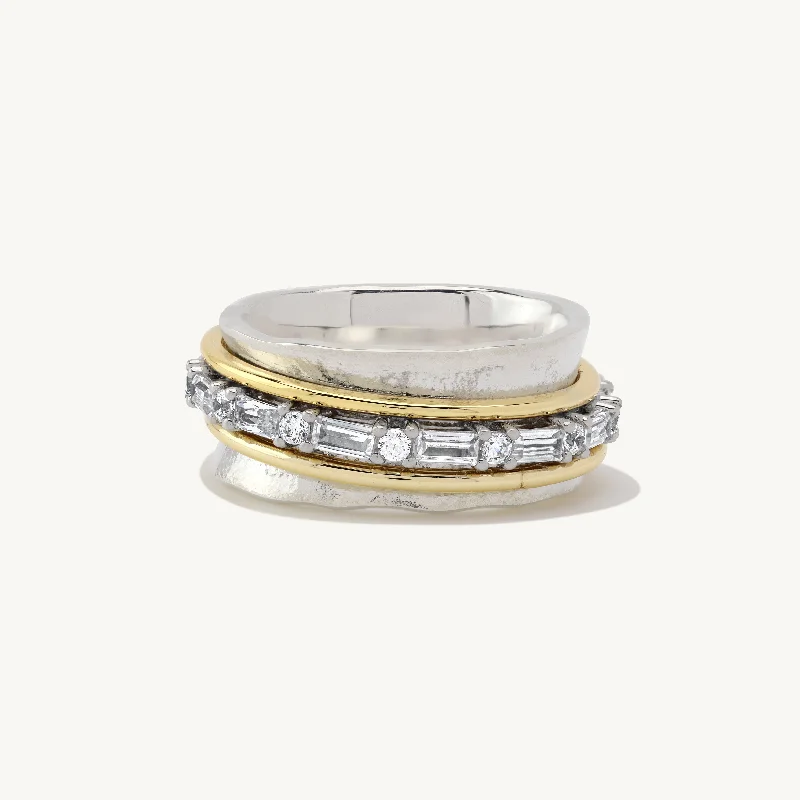 cocktail rings for women -Aria Baguette Spinner Ring