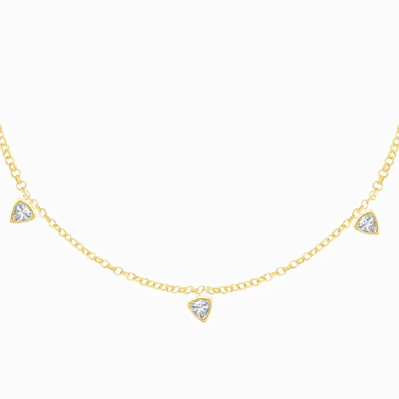 women's diamond necklaces -Romancing  Trillion Dangle Necklace