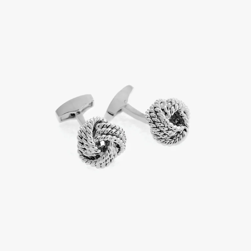 anniversary bracelets for women -Ribbed Knot cufflinks in Palladium base metal