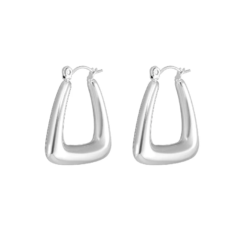 vintage earrings for women -U-shaped Hollow Hoop Earrings in Gold and Silver