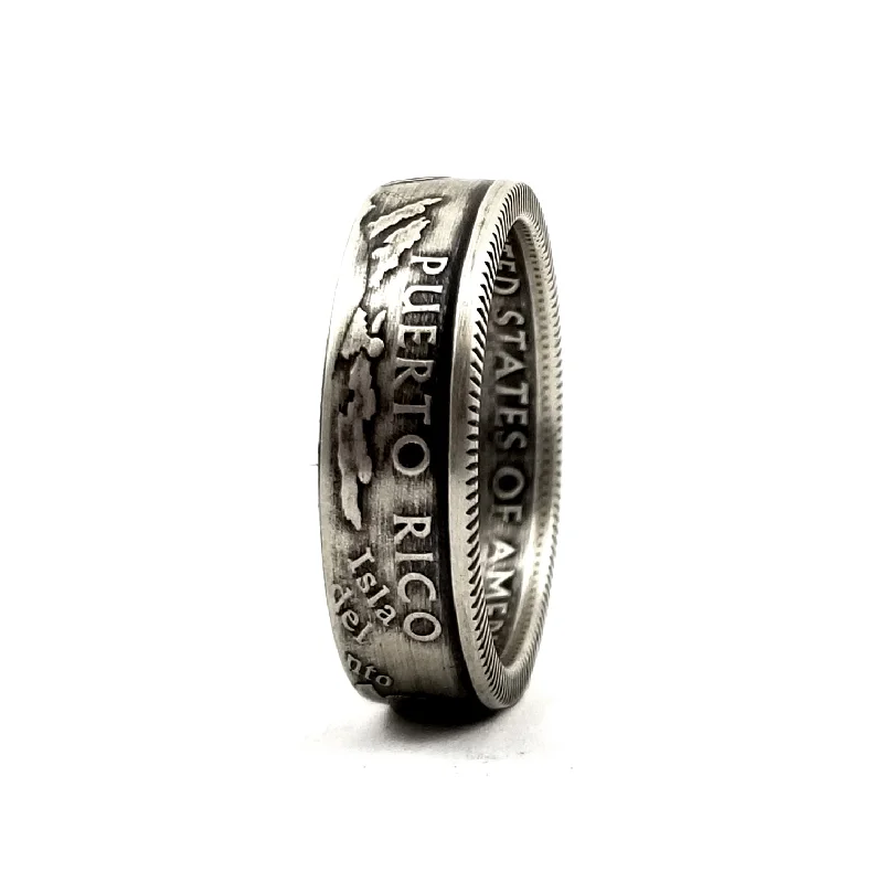 vintage wedding rings -90% Silver Puerto Rico Quarter Ring