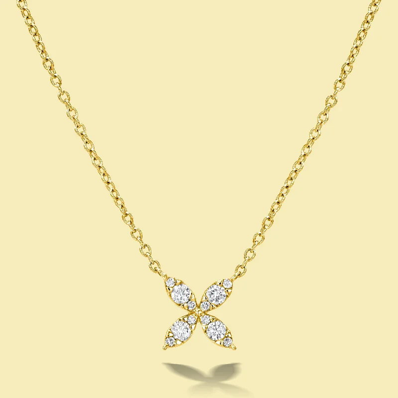 simple pearl necklaces for women -The Flora, Classic Petal Diamond Necklace