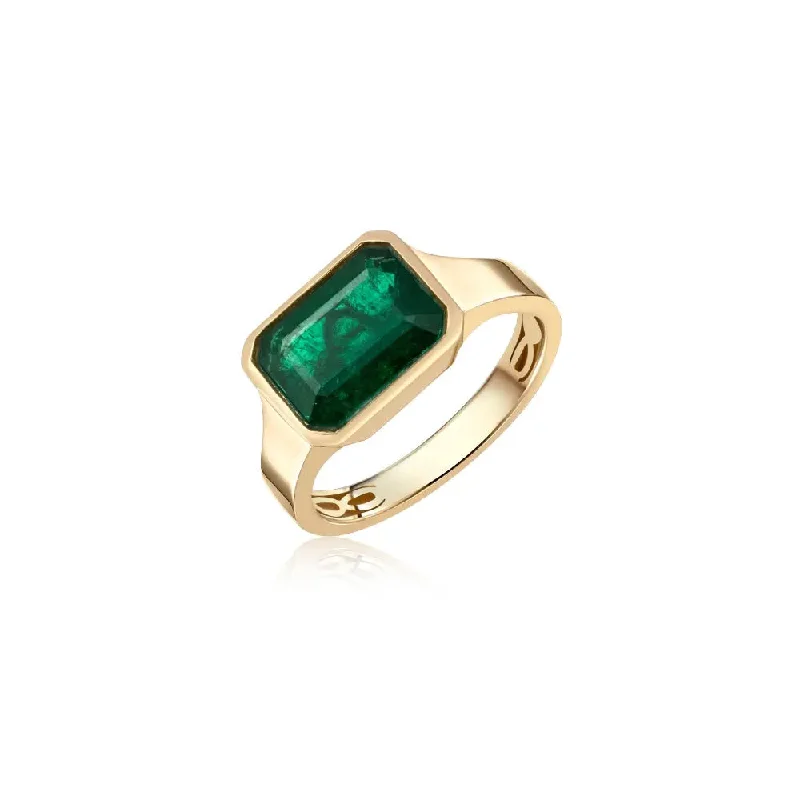 pear-shaped rings for women -Emerald Essence Gold Cocktail Ring