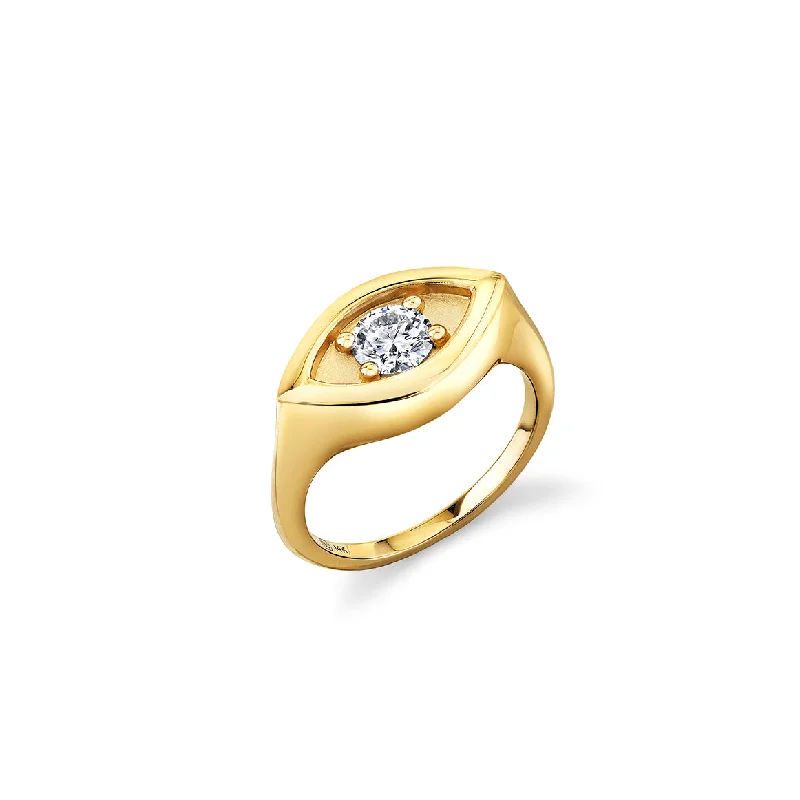 anniversary rings for women -Gold & Diamond Large Marquise Eye Signet Ring