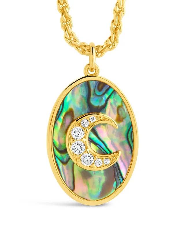 vintage gold necklaces for women -Carrie CZ & Abalone Night Sky Pendant Necklace