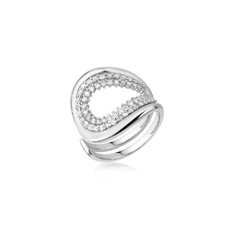 rings with initials -Serenity Diamond Wave Ring