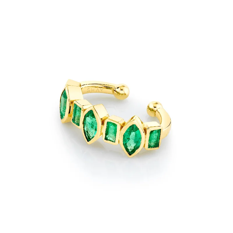 trendy bracelet designs -MIXED EMERALD BEZEL EAR CUFF