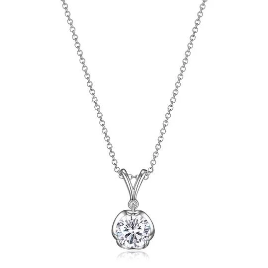 silk thread necklaces for women -Sterling Silver Cubic Zirconia Necklace by ELLE