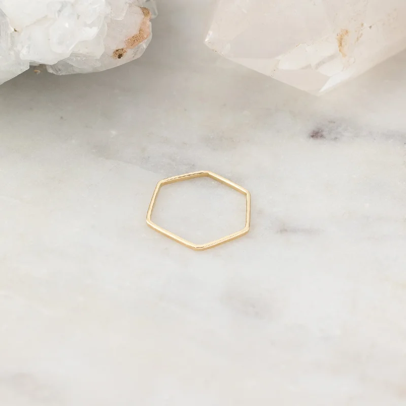 classic necklaces for women -The Hex Stacking Ring | Gold Filled