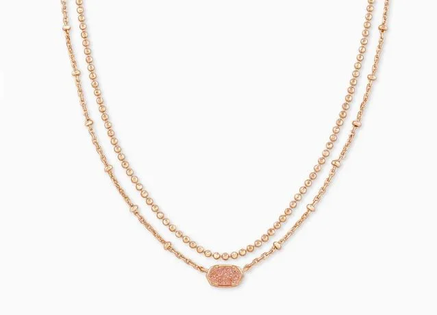 adjustable necklaces for women -Emilie Rose Gold Multi Strand Necklace Sand Drusy by Kendra Scott