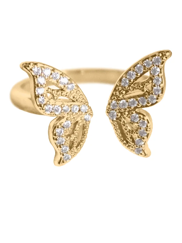 pearl rings for women -Willow Butterfly Ring