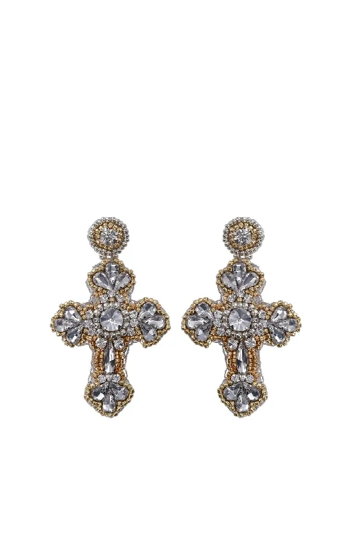 gemstone earrings for women -Fiore Cross Earrings