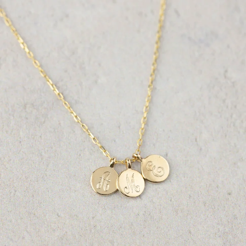 short chain necklaces for women -Multi-Initial 6mm Disc Necklace (Engraving Option)