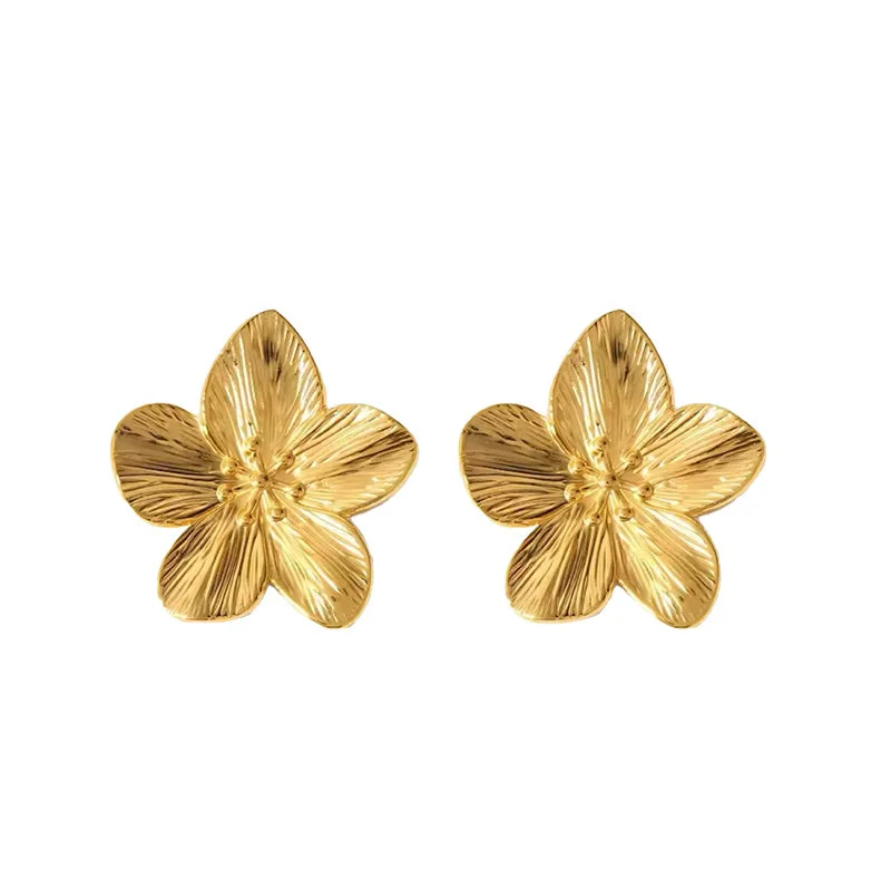 luxury earrings for women -Hibiscus Flower Studs