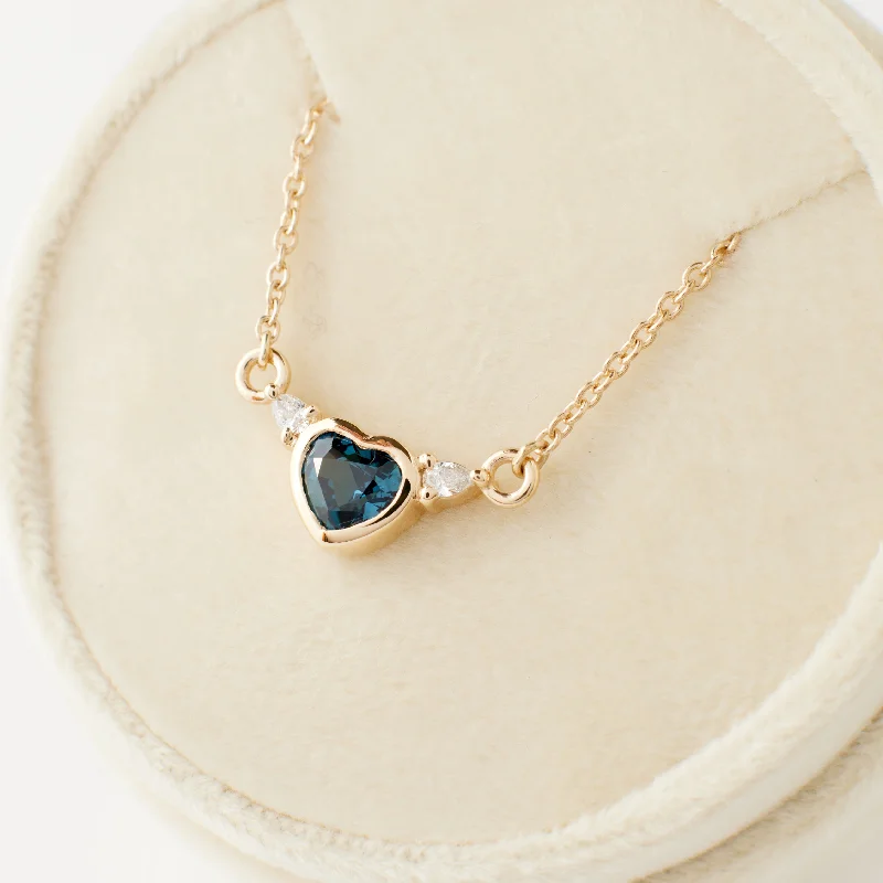 elegant gold necklaces for women -Paige Necklace - Heart Shaped Sapphire