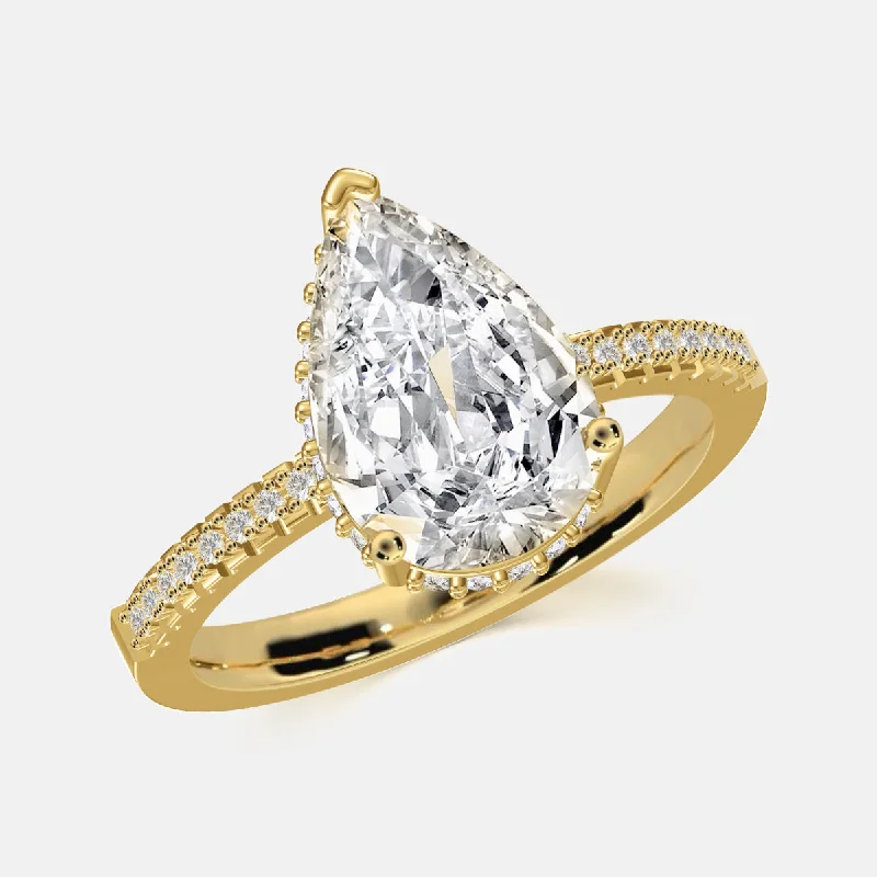 diamond solitaire rings -Eclipse Teardrop Ring