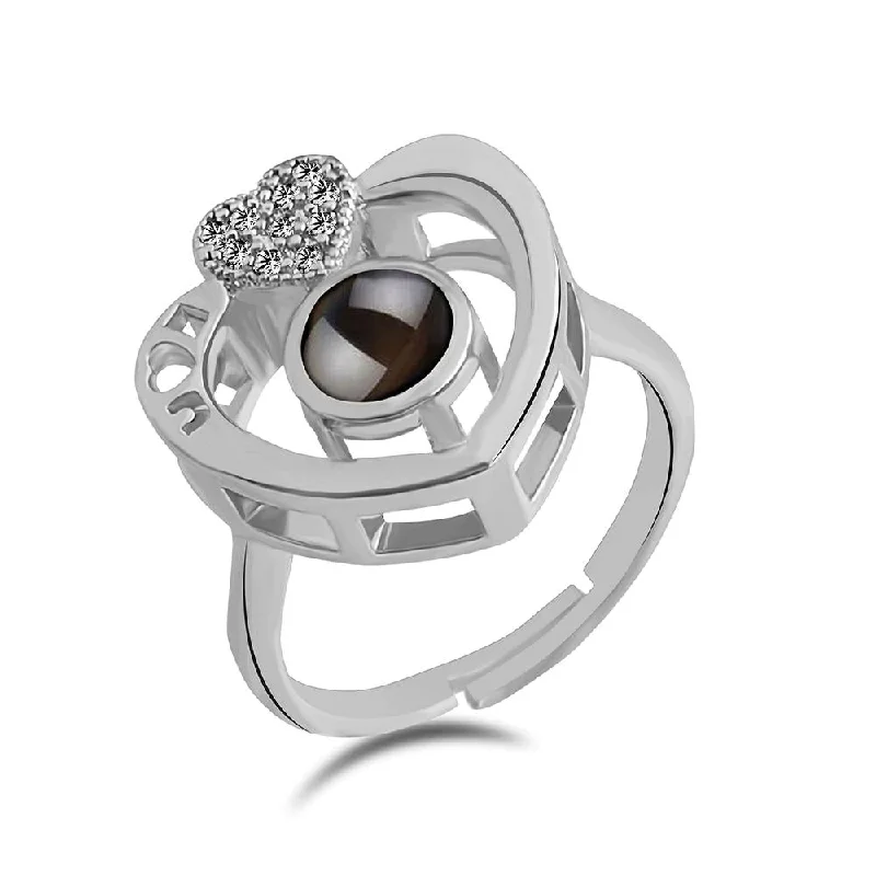 square rings for women -Urbana Silver Plated single Adjustable Ring Reflecting I love you In 100 Languages
-1506358-1506358