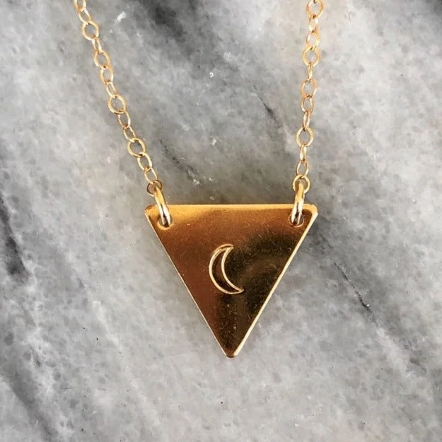 birthstone necklaces for women -14k Gold Fill Hand Stamped Moon Necklace