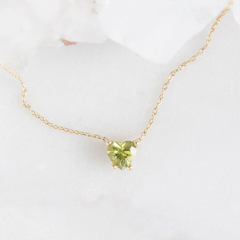 dainty gold necklaces for women -The Sweetheart Peridot Necklace | 10K Yellow Gold