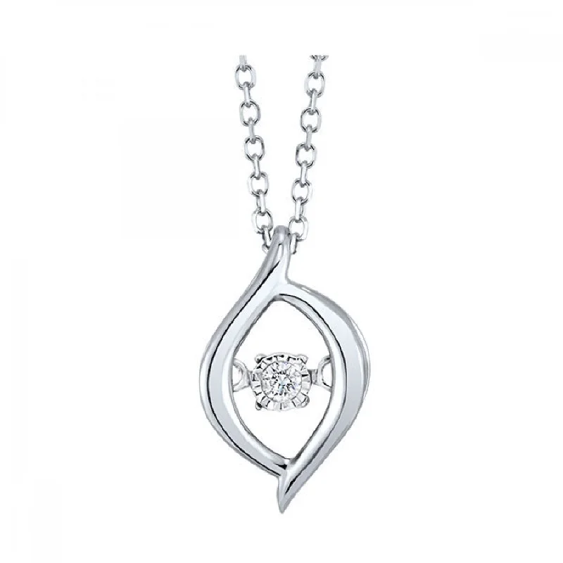 delicate gemstone necklaces for women -10K White Gold 0.02ct H/I SI Rhythm of Love Diamond Pendant Necklace