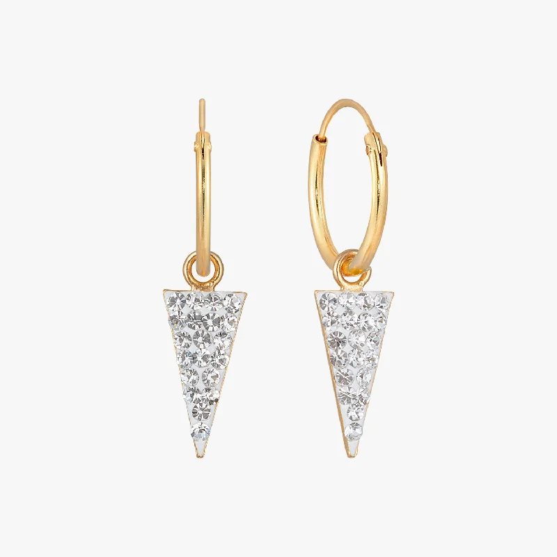 floral stud earrings for women -Sparkly Triangle Hoop Earrings