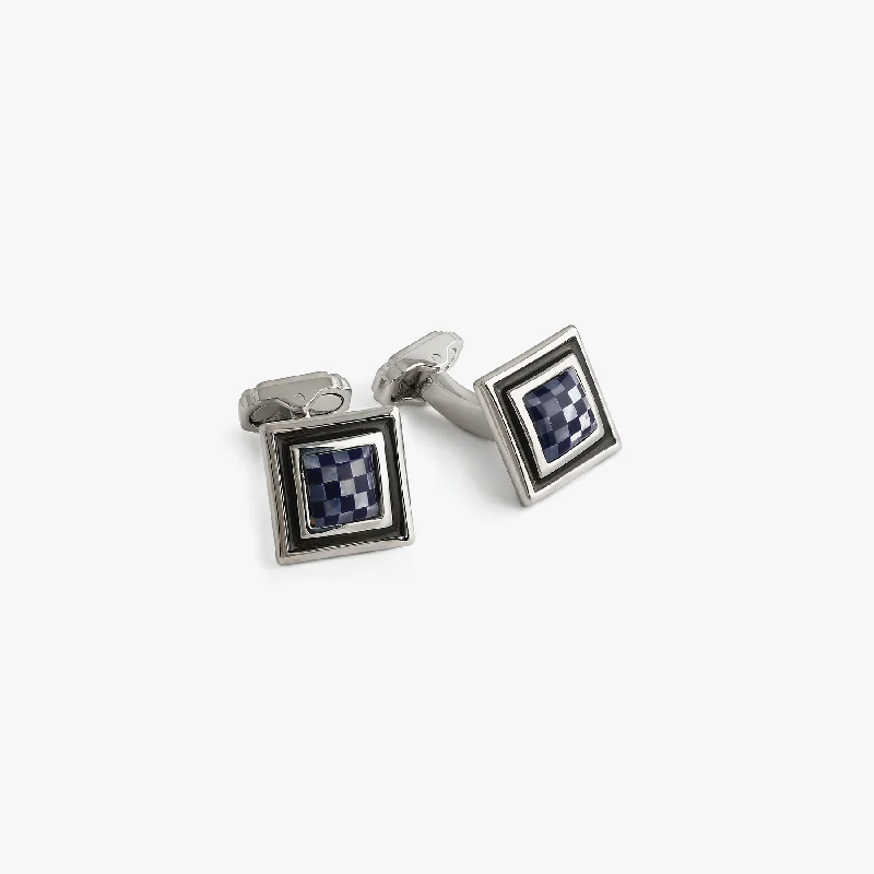 bridal bangles for women -THOMPSON Mosaic Square & Round cufflinks with white mother of pearl and lapis