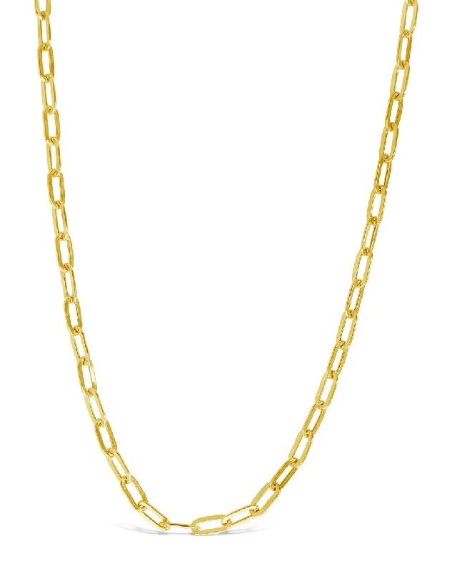 delicate gemstone necklaces for women -14K Italian Gold Elongated Paperclip Chain Necklace