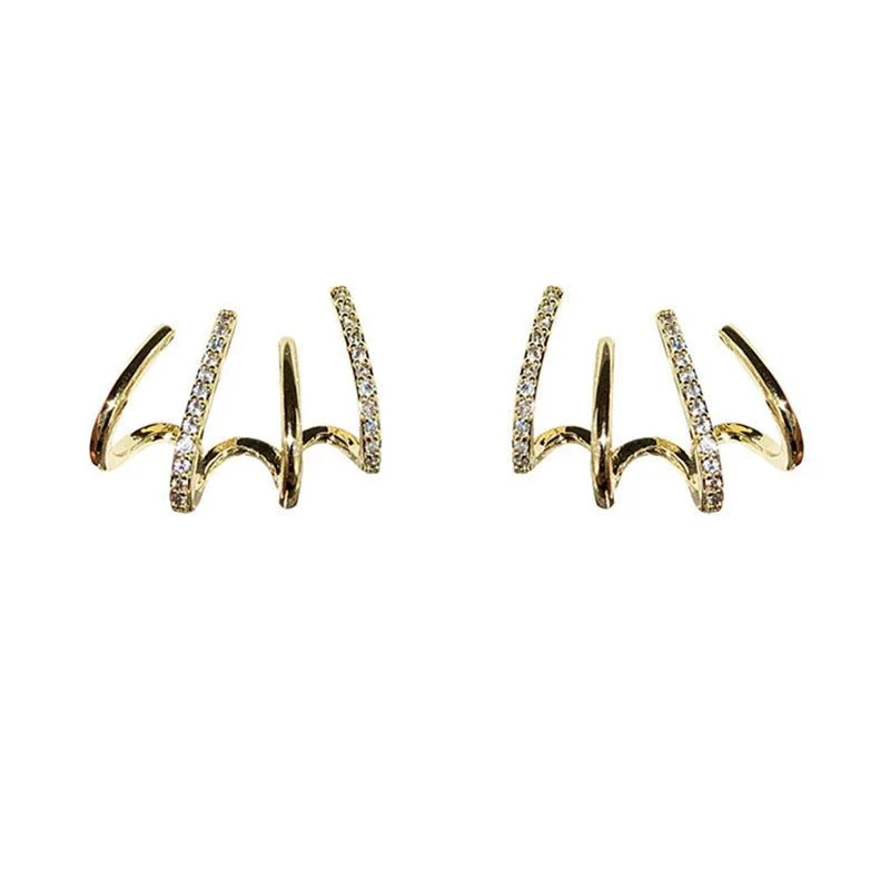 customizable earrings -Devious Inlaid Faux Quad Hoop Earrings in Gold and Silver