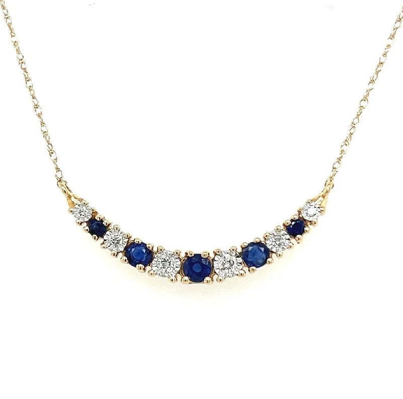 women's pendant necklaces -14K Yellow Gold 0.40cttw Sapphire & 0.10cttw H/I SI Diamond Necklace