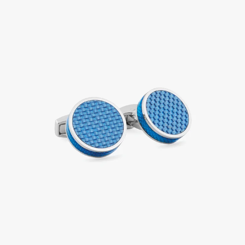 crystal bracelets for women -Geometric Cufflinks in Palladium Plated with Blue Enamel