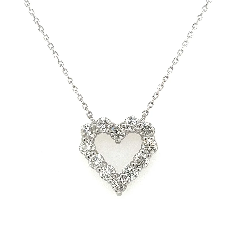 fancy necklaces for women -14K White Gold 0.77cttw Diamond Heart Necklace