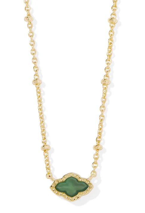 boho chic necklaces for women -Mini Abbie Gold Plated Green Illusion Satellite Short Pendant Necklace by Kendra Scott