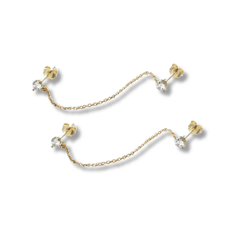 luxury diamond earrings for women -Snake Bitten Double Stud and Chain Earrings